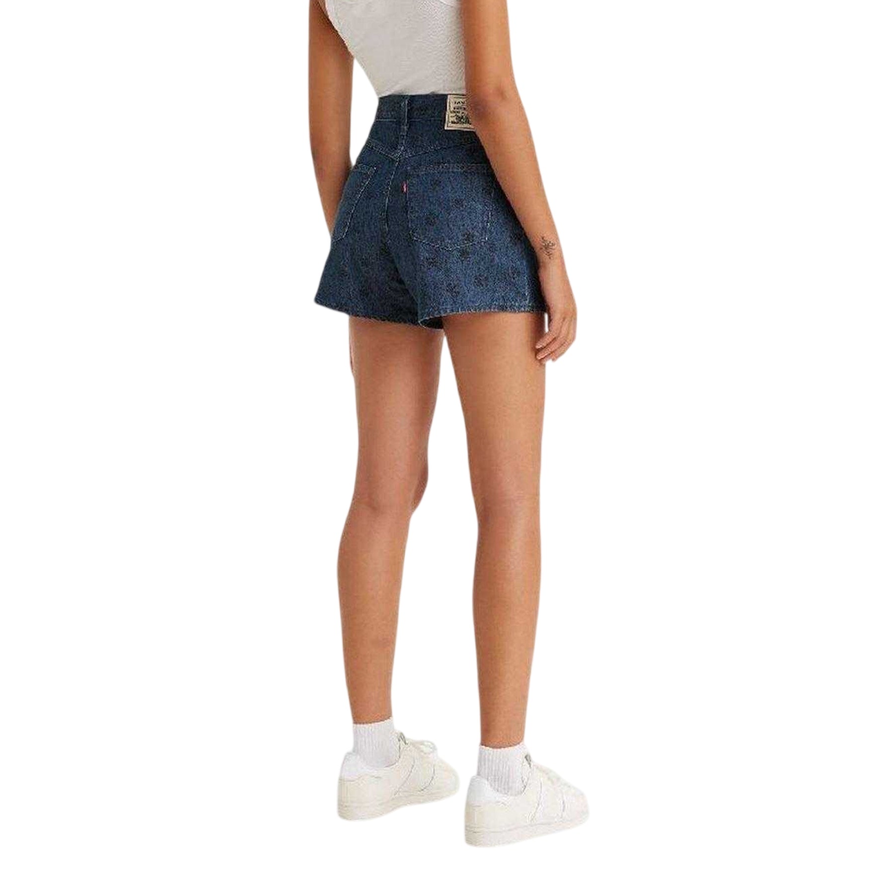 Blue - Back - Levis Womens-Ladies Wellthread Flowers Mom Shorts