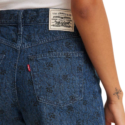 Blue - Side - Levis Womens-Ladies Wellthread Flowers Mom Shorts