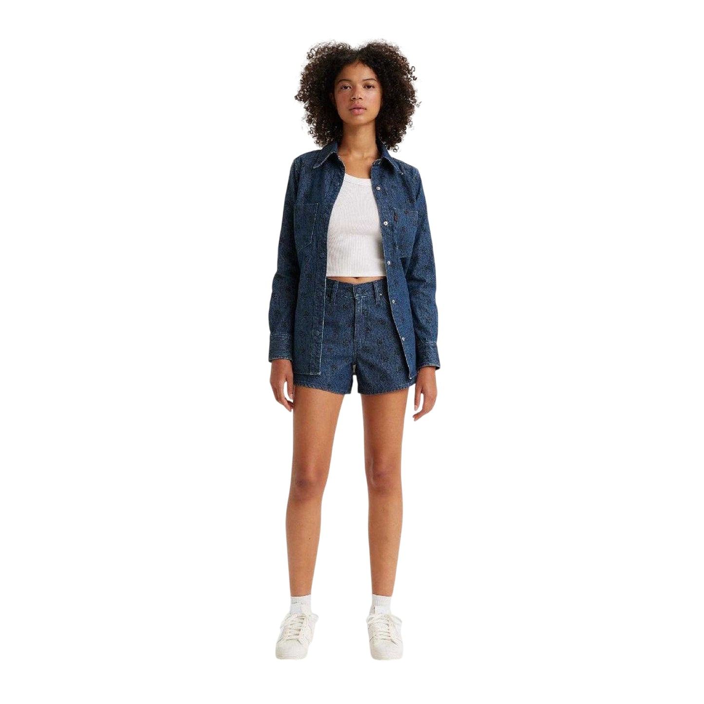 Blue - Lifestyle - Levis Womens-Ladies Wellthread Flowers Mom Shorts
