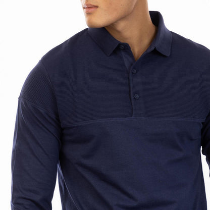 Navy - Side - Peter Werth Mens Chessum Polo Shirt