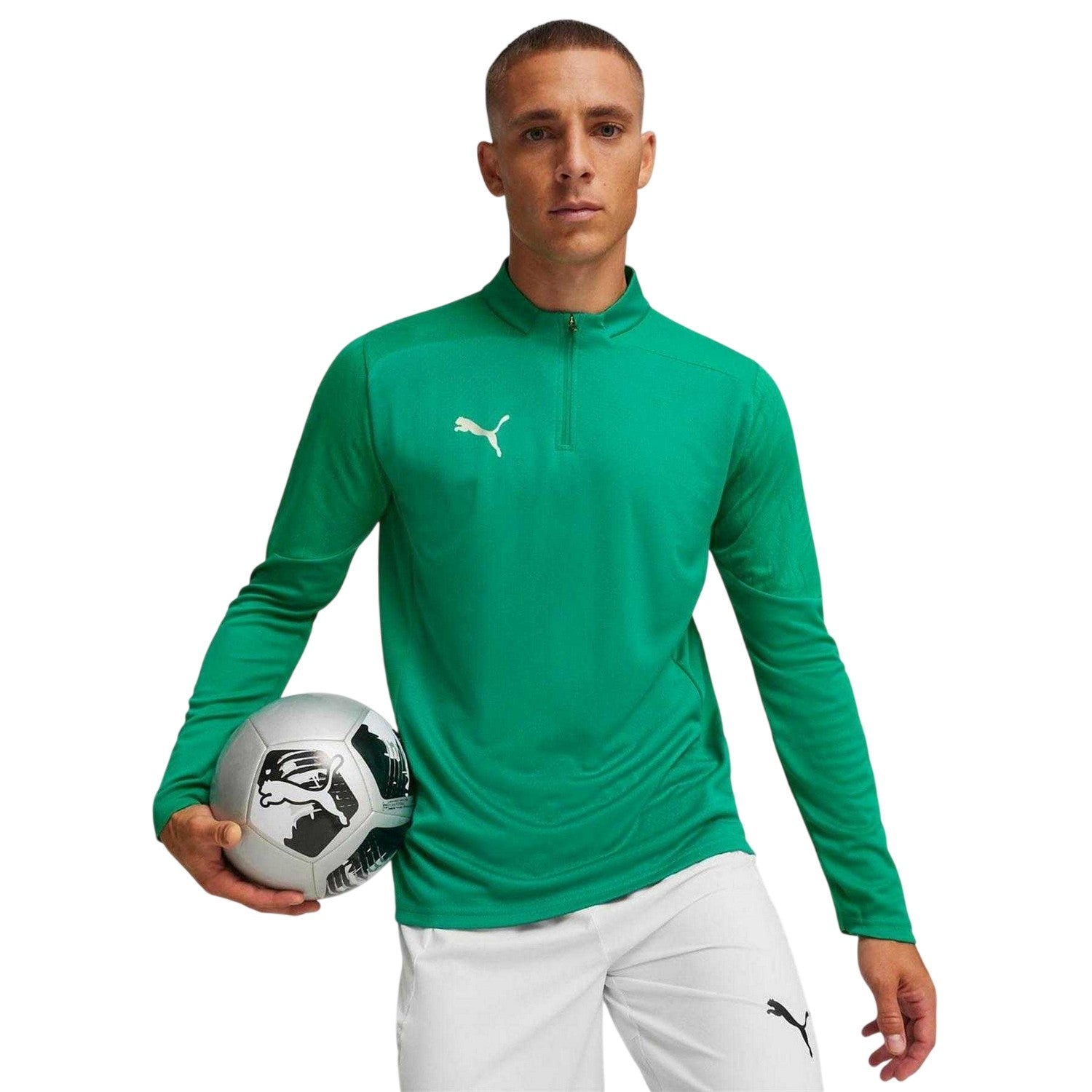 Green - Side - Puma Mens TeamFinal 24 Quarter Zip Training Top