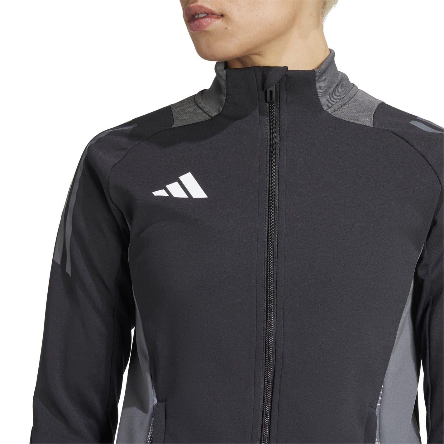 Black-Dark Grey - Side - Adidas Womens-Ladies Tiro 24 Funnel Neck Raglan Athletic Track Top