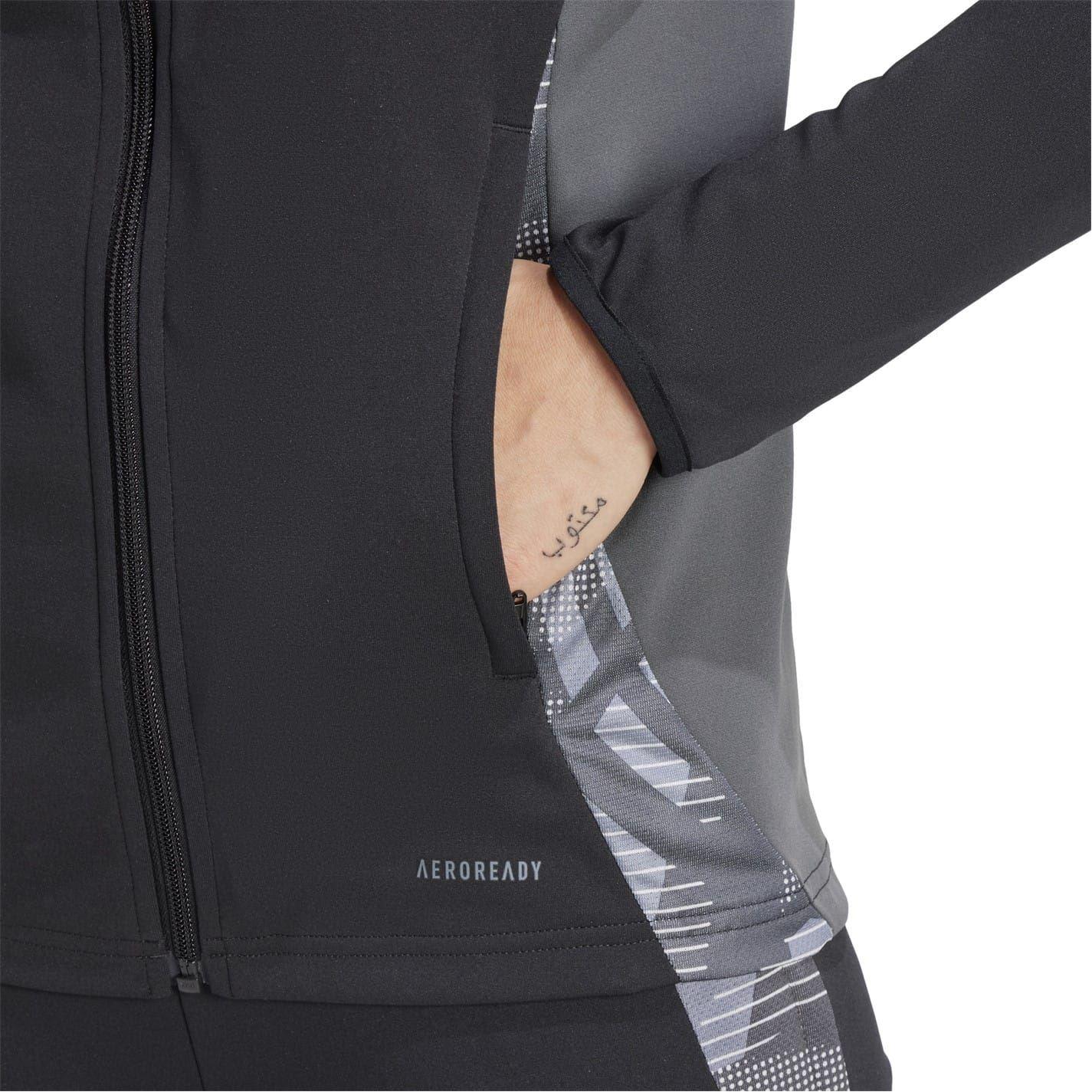 Black-Dark Grey - Lifestyle - Adidas Womens-Ladies Tiro 24 Funnel Neck Raglan Athletic Track Top