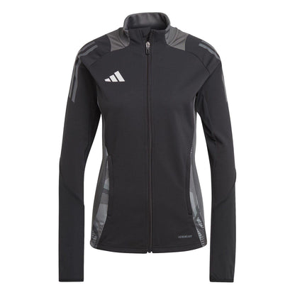Black-Dark Grey - Front - Adidas Womens-Ladies Tiro 24 Funnel Neck Raglan Athletic Track Top