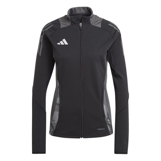 Black-Dark Grey - Front - Adidas Womens-Ladies Tiro 24 Funnel Neck Raglan Athletic Track Top