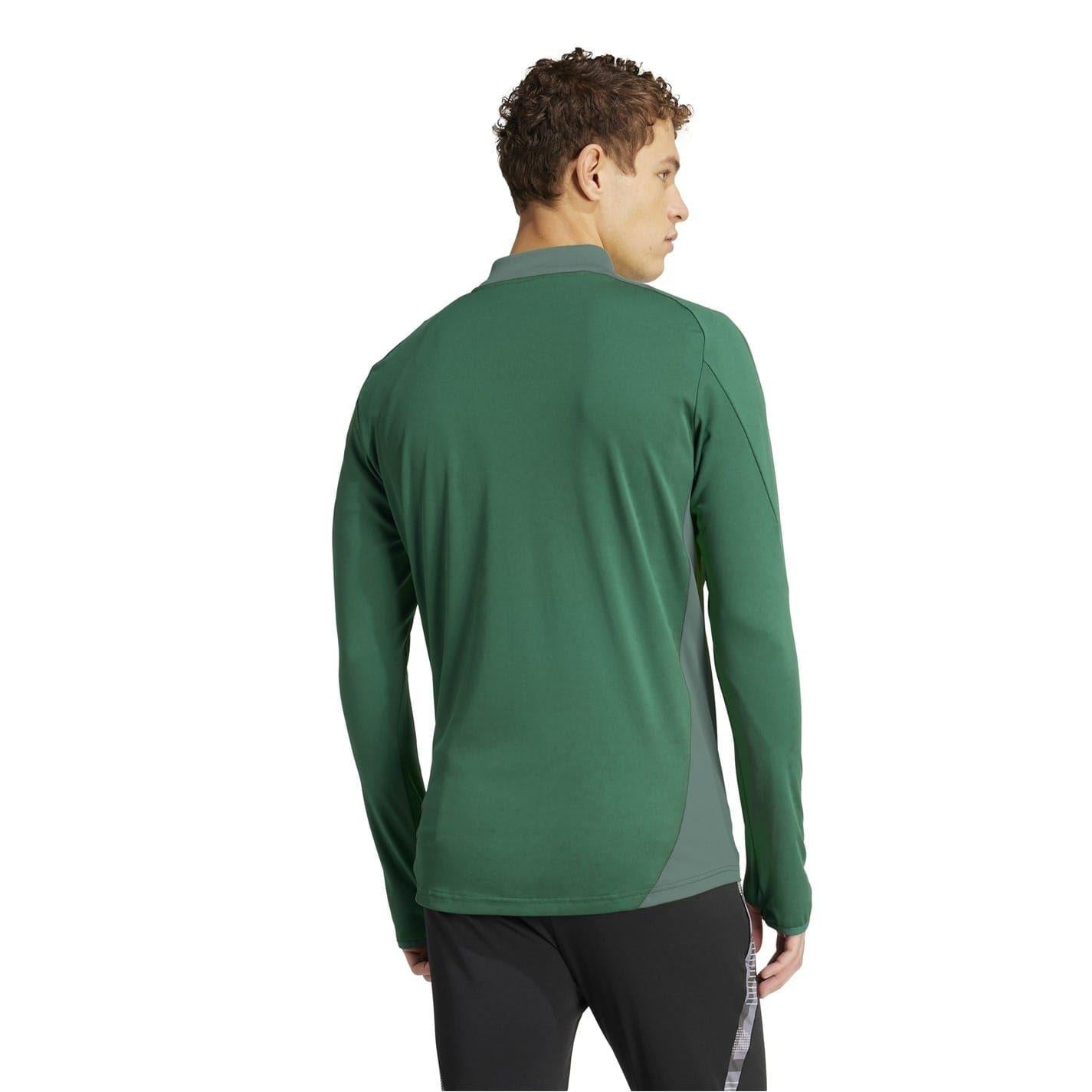 Dark Green - Back - Adidas Mens Half Zip Long-Sleeved Jersey