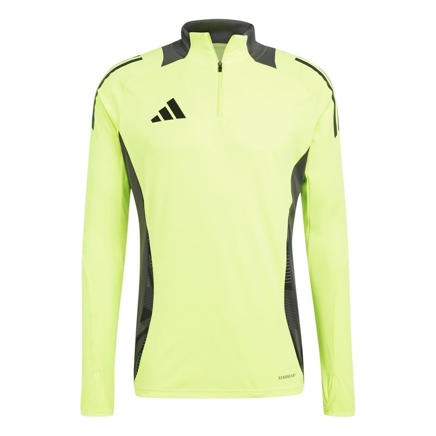 Solar Yellow - Front - Adidas Mens Half Zip Long-Sleeved Jersey