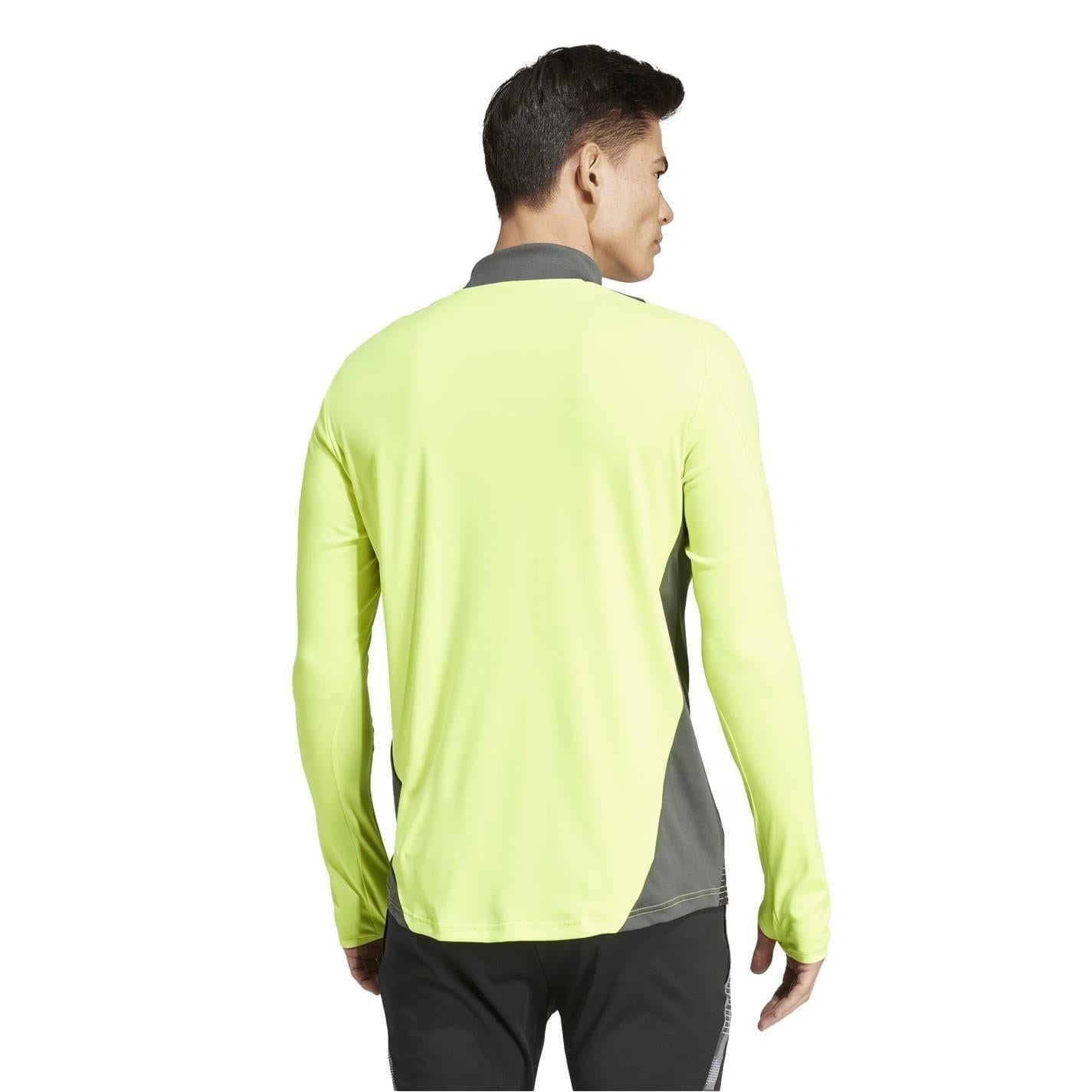 Solar Yellow - Back - Adidas Mens Half Zip Long-Sleeved Jersey