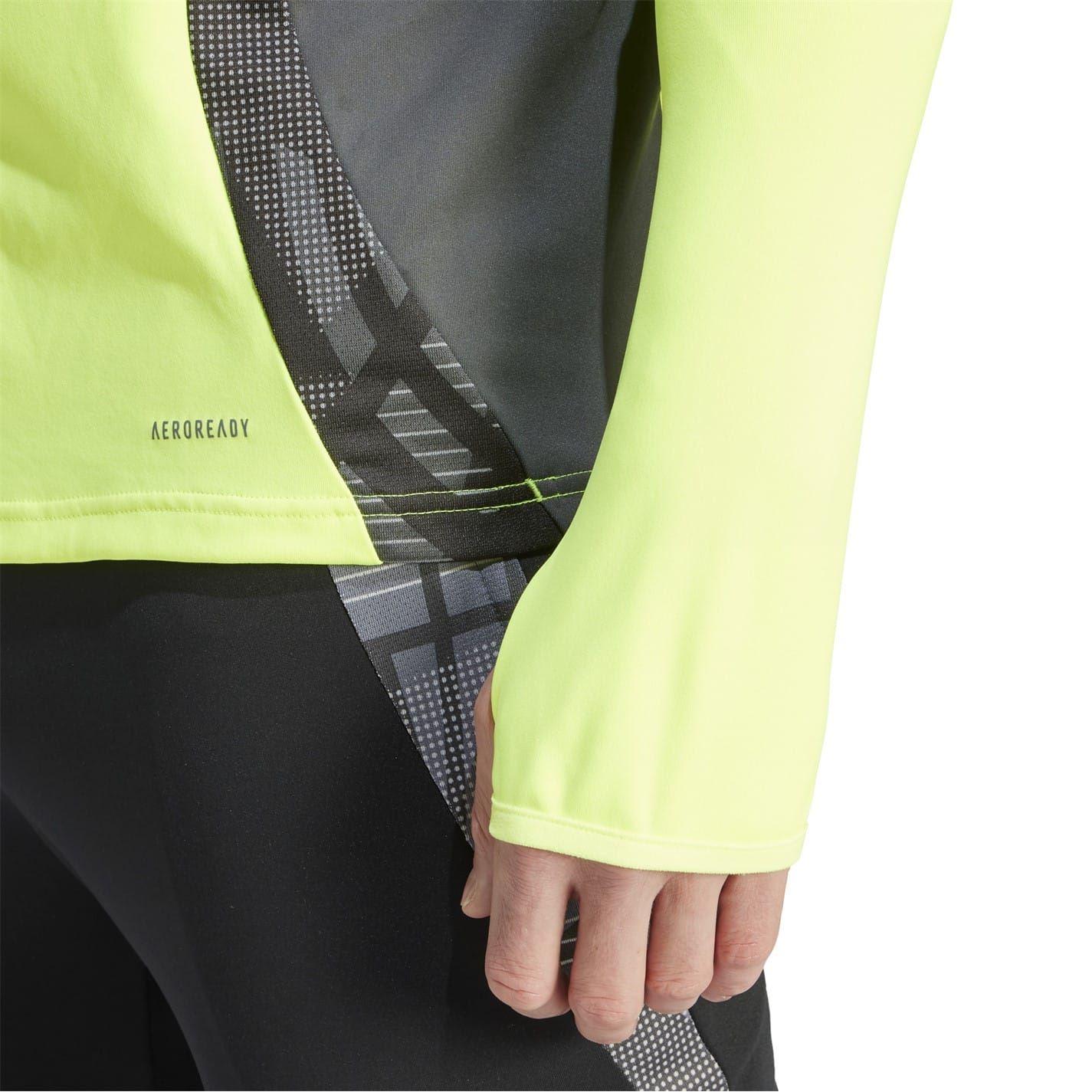 Solar Yellow - Lifestyle - Adidas Mens Half Zip Long-Sleeved Jersey