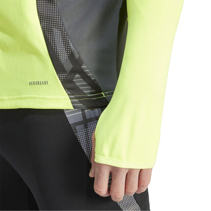 Solar Yellow - Lifestyle - Adidas Mens Half Zip Long-Sleeved Jersey