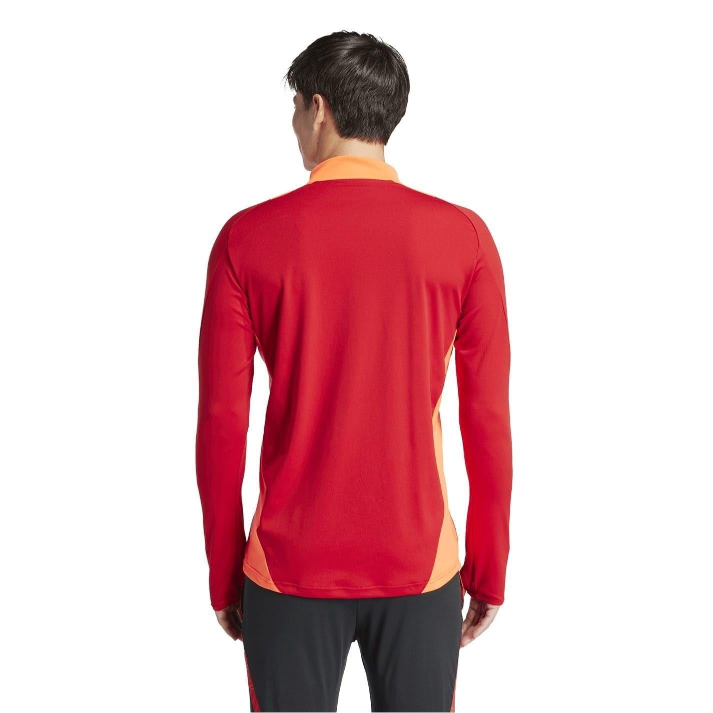 Team Power Red - Back - Adidas Mens Half Zip Long-Sleeved Jersey