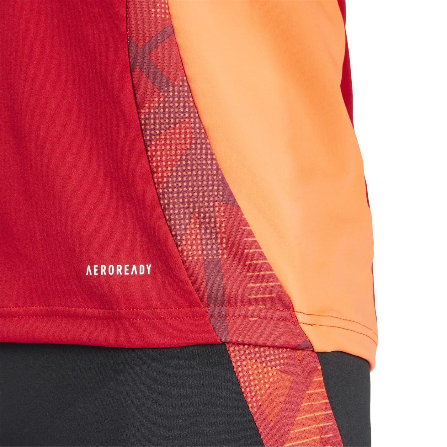 Team Power Red - Side - Adidas Mens Half Zip Long-Sleeved Jersey