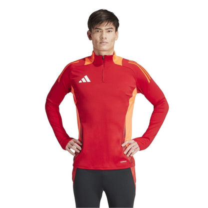 Team Power Red - Pack Shot - Adidas Mens Half Zip Long-Sleeved Jersey