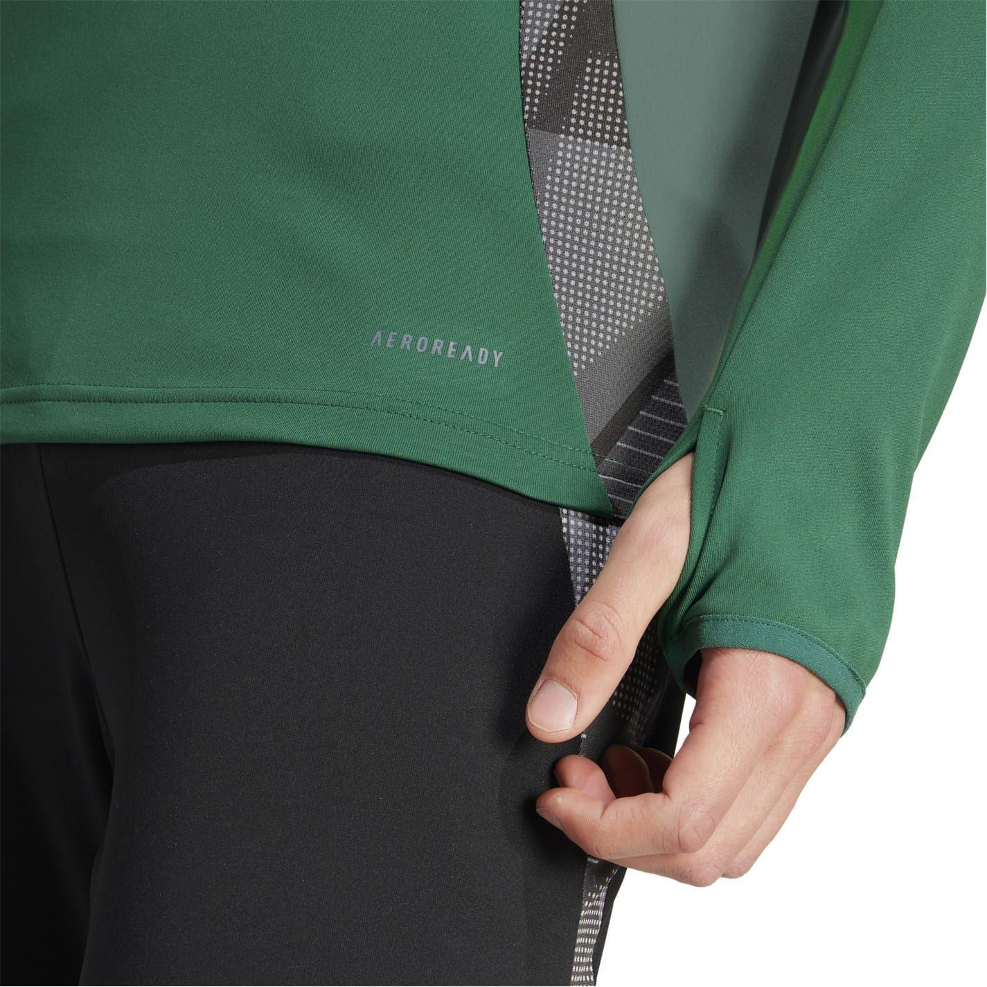 Dark Green - Lifestyle - Adidas Mens Half Zip Long-Sleeved Jersey