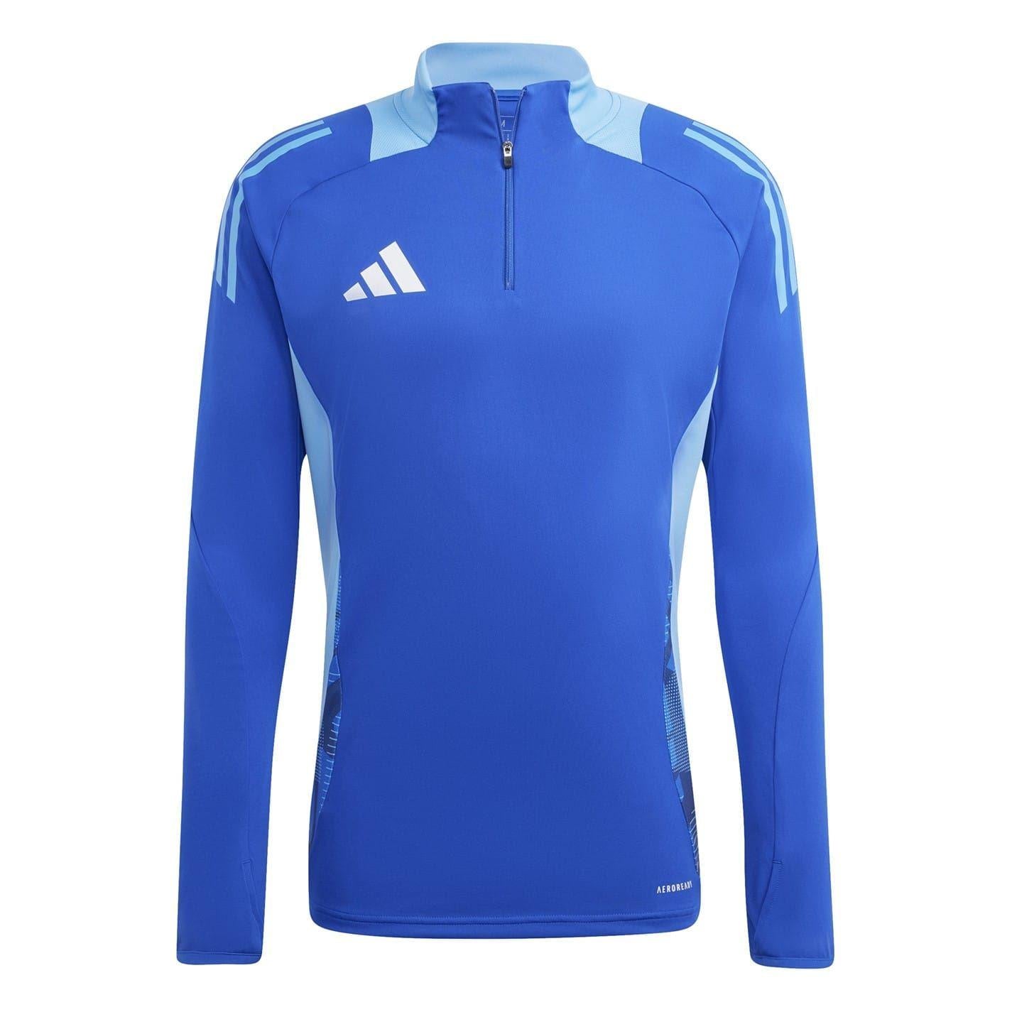 Royal Blue - Front - Adidas Mens Half Zip Long-Sleeved Jersey