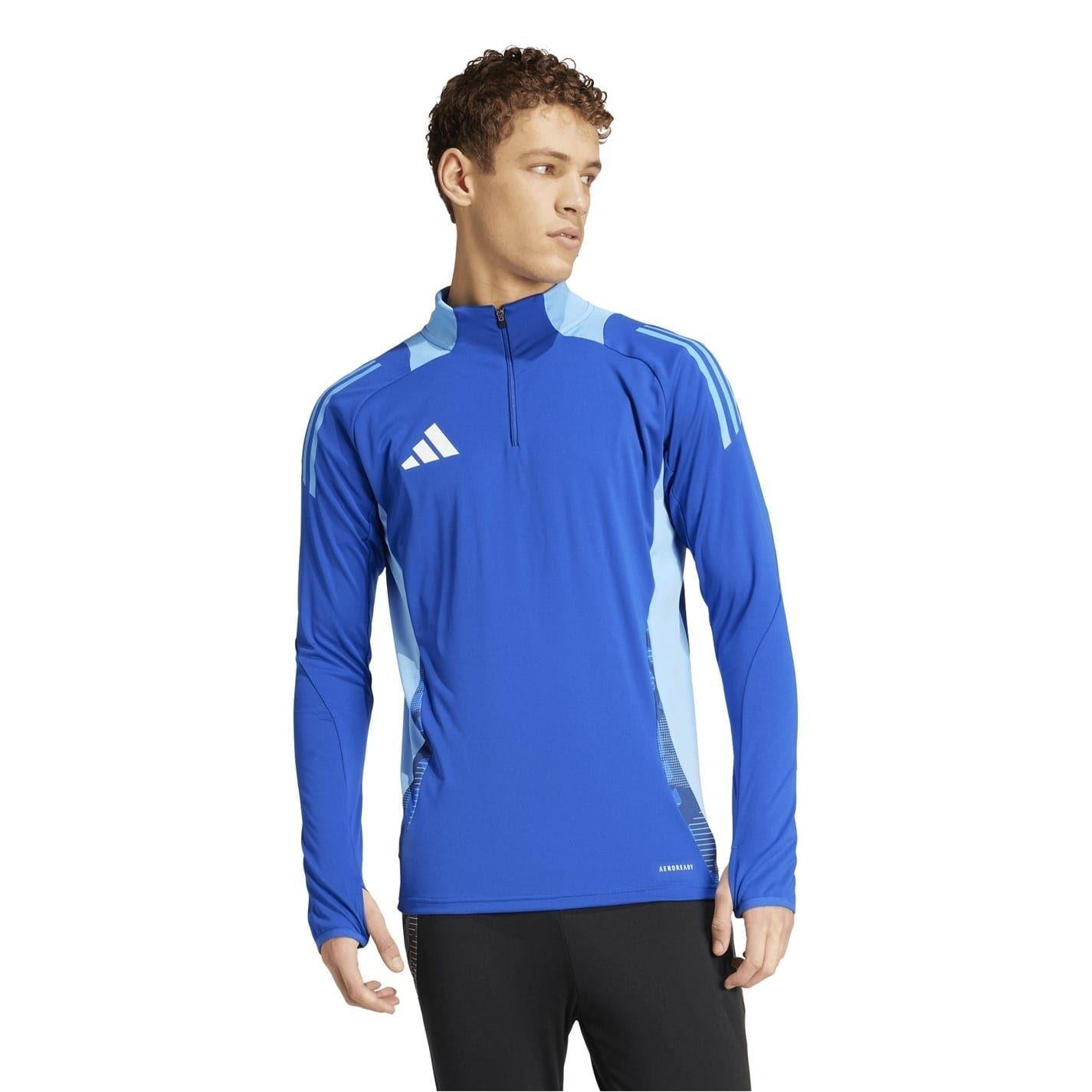 Royal Blue - Pack Shot - Adidas Mens Half Zip Long-Sleeved Jersey