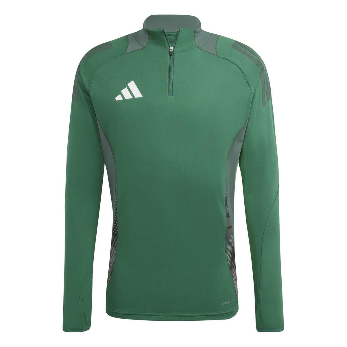 Dark Green - Front - Adidas Mens Half Zip Long-Sleeved Jersey