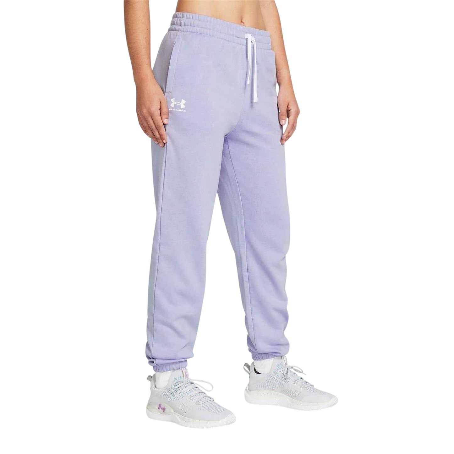 Lilac - Side - Under Armour Womens-Ladies Rival Terry Joggers