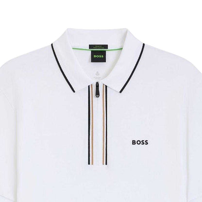 White - Side - Boss Mens Philix Quick Dry Short-Sleeved Polo Shirt