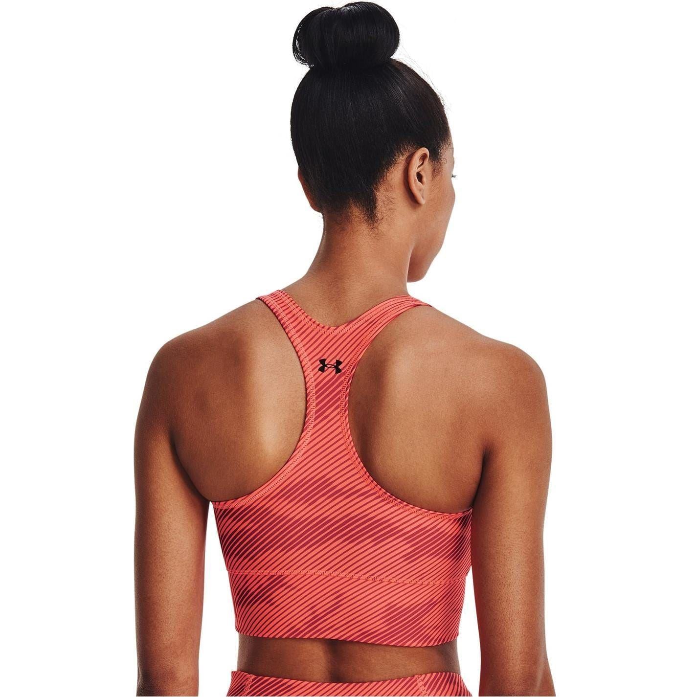 Orange-White - Back - Under Armour Womens-Ladies Project Rock Sports Bra