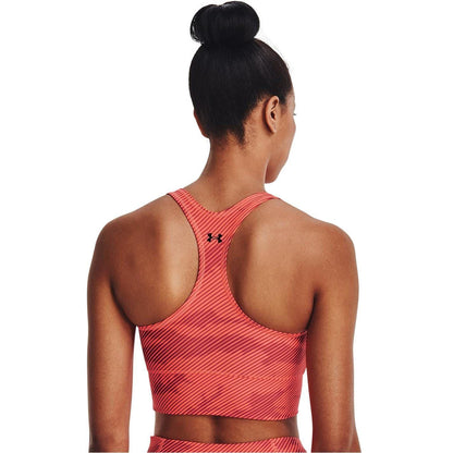 Orange-White - Back - Under Armour Womens-Ladies Project Rock Sports Bra