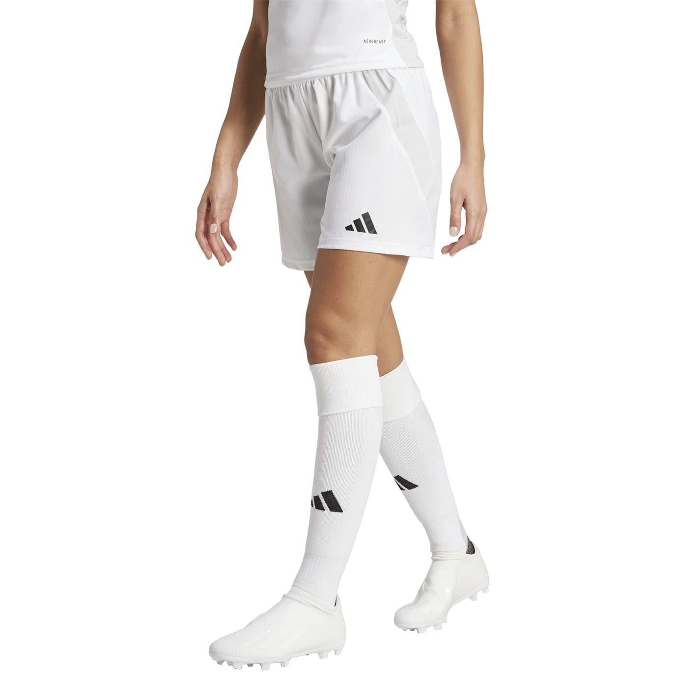 White - Pack Shot - Adidas Womens-Ladies Tiro 24 Competition Logo Football Shorts