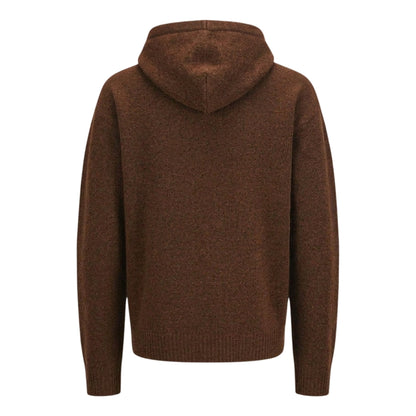 Brown - Back - Jack And Jones Mens Ollie Knitted Hoodie