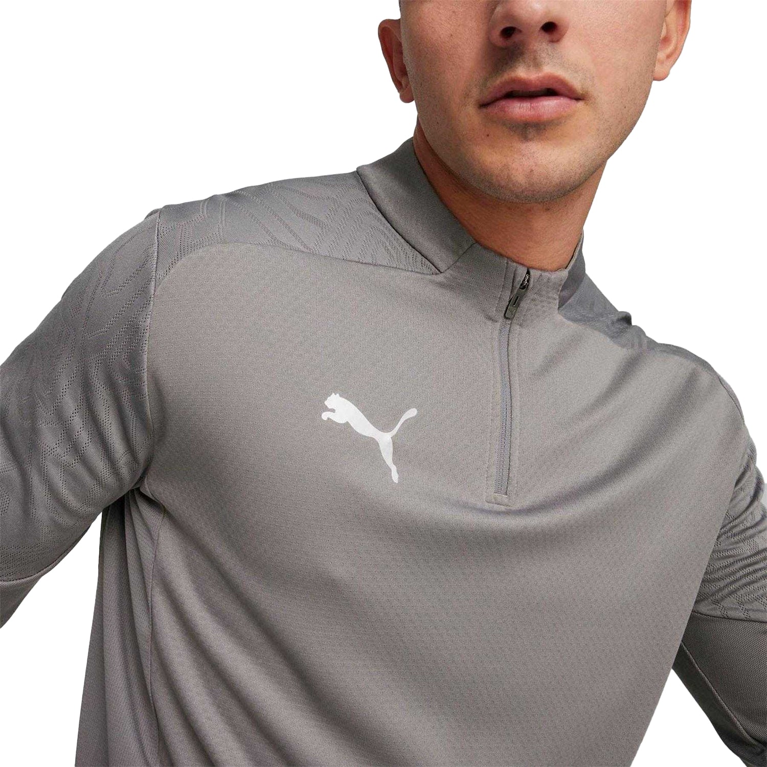 Grey - Side - Puma Mens TeamFinal Quarter Zip Training Track Top
