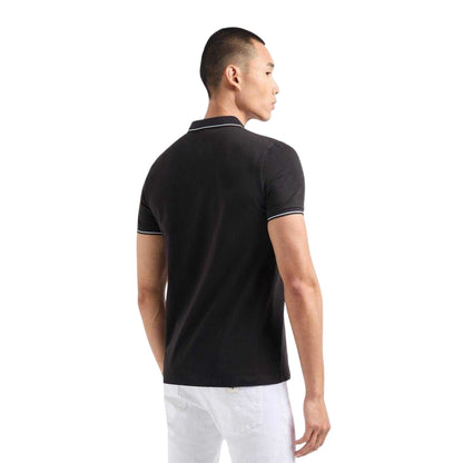 Black - Back - Armani Exchange Mens Stripe Quarter Zip Polo Shirt