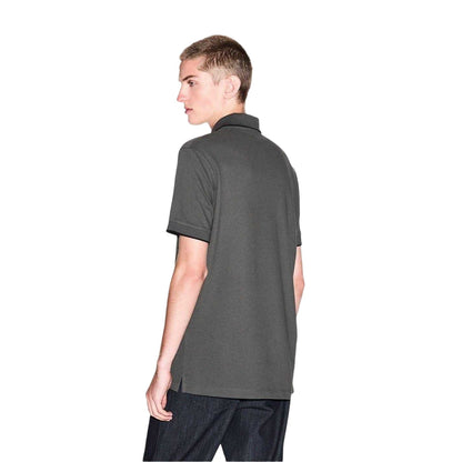 Khaki Tone - Back - Armani Exchange Mens Stripe Quarter Zip Polo Shirt