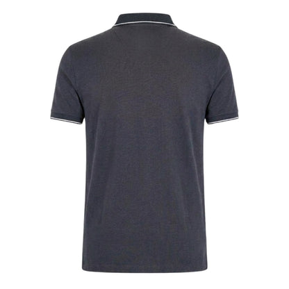 Navy - Back - Armani Exchange Mens Stripe Quarter Zip Polo Shirt