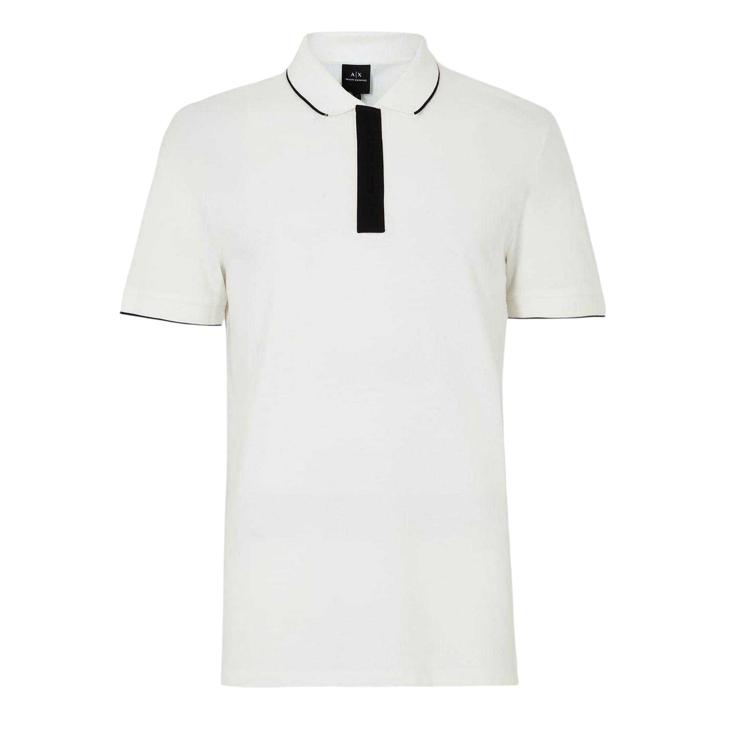 White - Front - Armani Exchange Mens Stripe Quarter Zip Polo Shirt