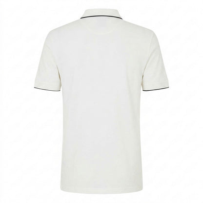 White - Back - Armani Exchange Mens Stripe Quarter Zip Polo Shirt