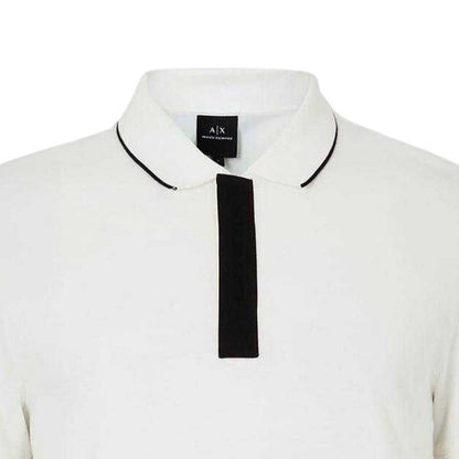 White - Side - Armani Exchange Mens Stripe Quarter Zip Polo Shirt