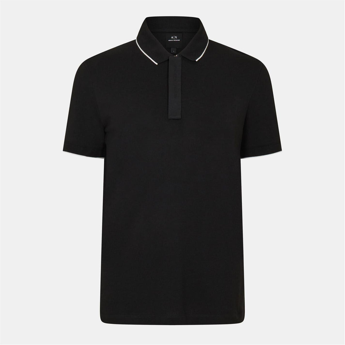 Black-Orange - Front - Armani Exchange Mens Stripe Quarter Zip Polo Shirt
