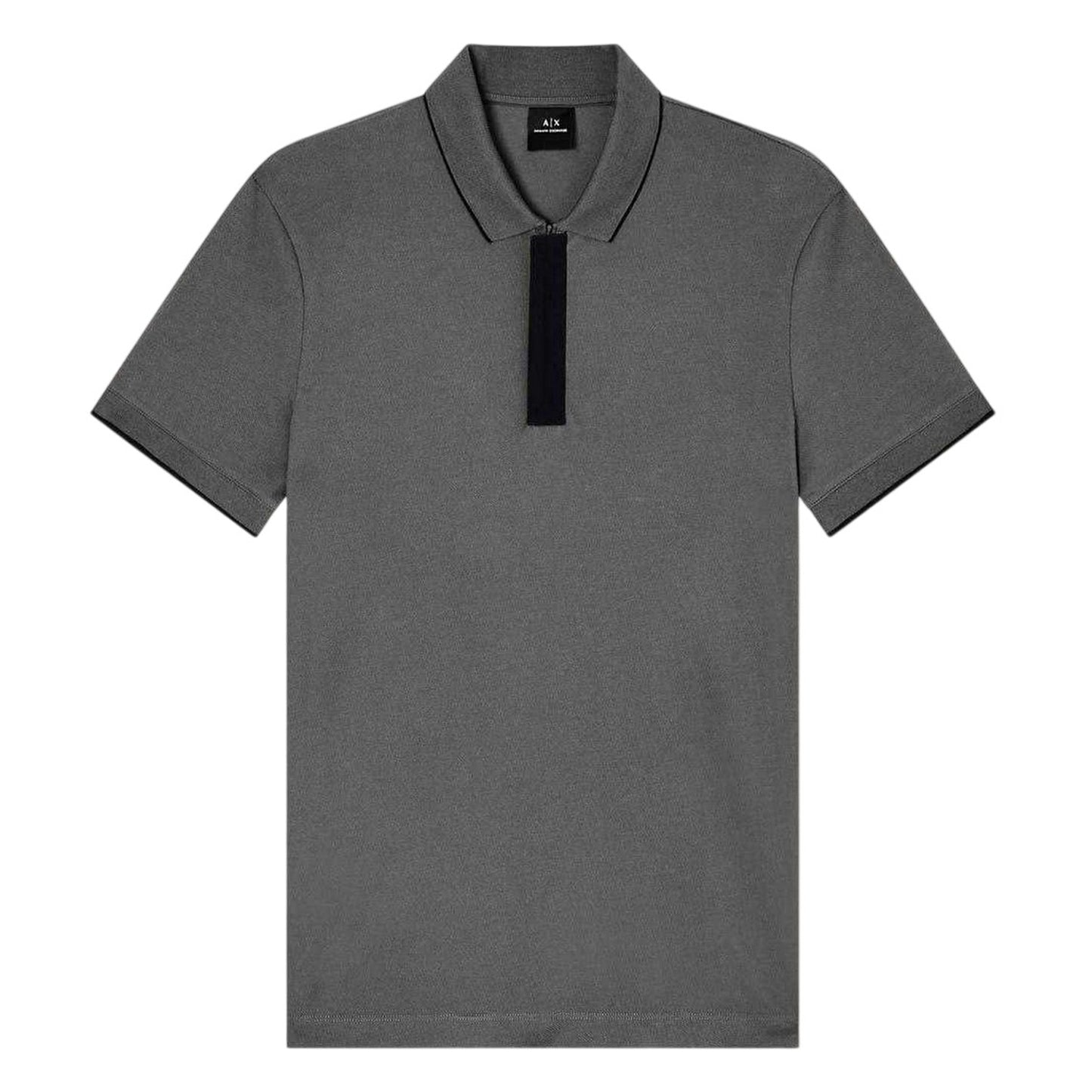 Khaki Tone - Front - Armani Exchange Mens Stripe Quarter Zip Polo Shirt