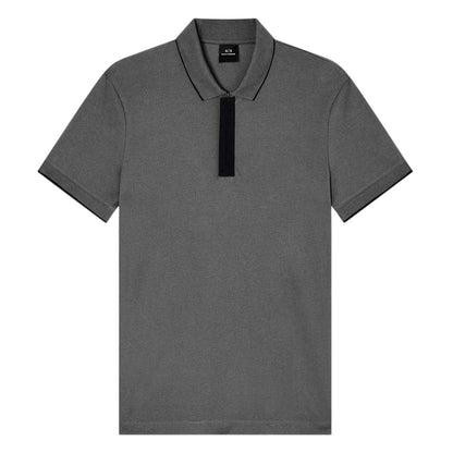 Khaki Tone - Front - Armani Exchange Mens Stripe Quarter Zip Polo Shirt