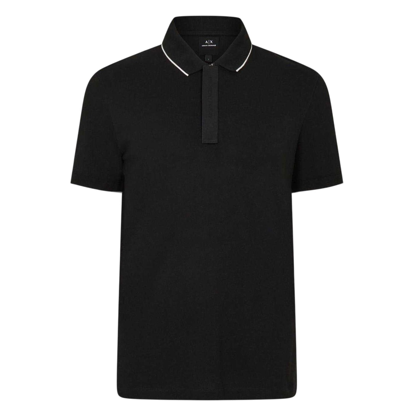 Black - Front - Armani Exchange Mens Stripe Quarter Zip Polo Shirt