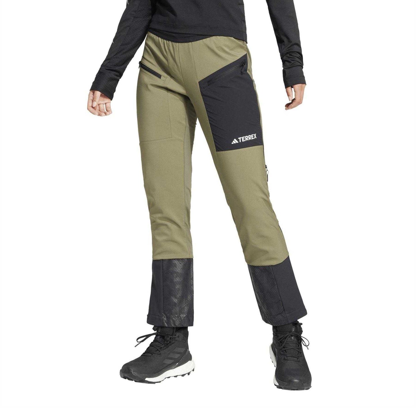 Olive Strata - Side - Adidas Womens-Ladies Xperior Fast Contrast Panel Ski Trousers