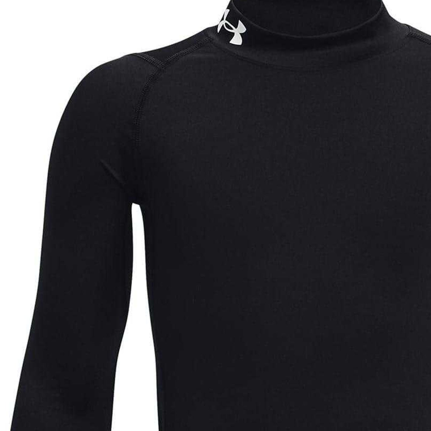 Black - Side - Under Armour Childrens-Kids Compression Fitted Long-Sleeved Base Layer Top