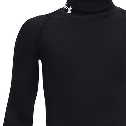 Black - Side - Under Armour Childrens-Kids Compression Fitted Long-Sleeved Base Layer Top