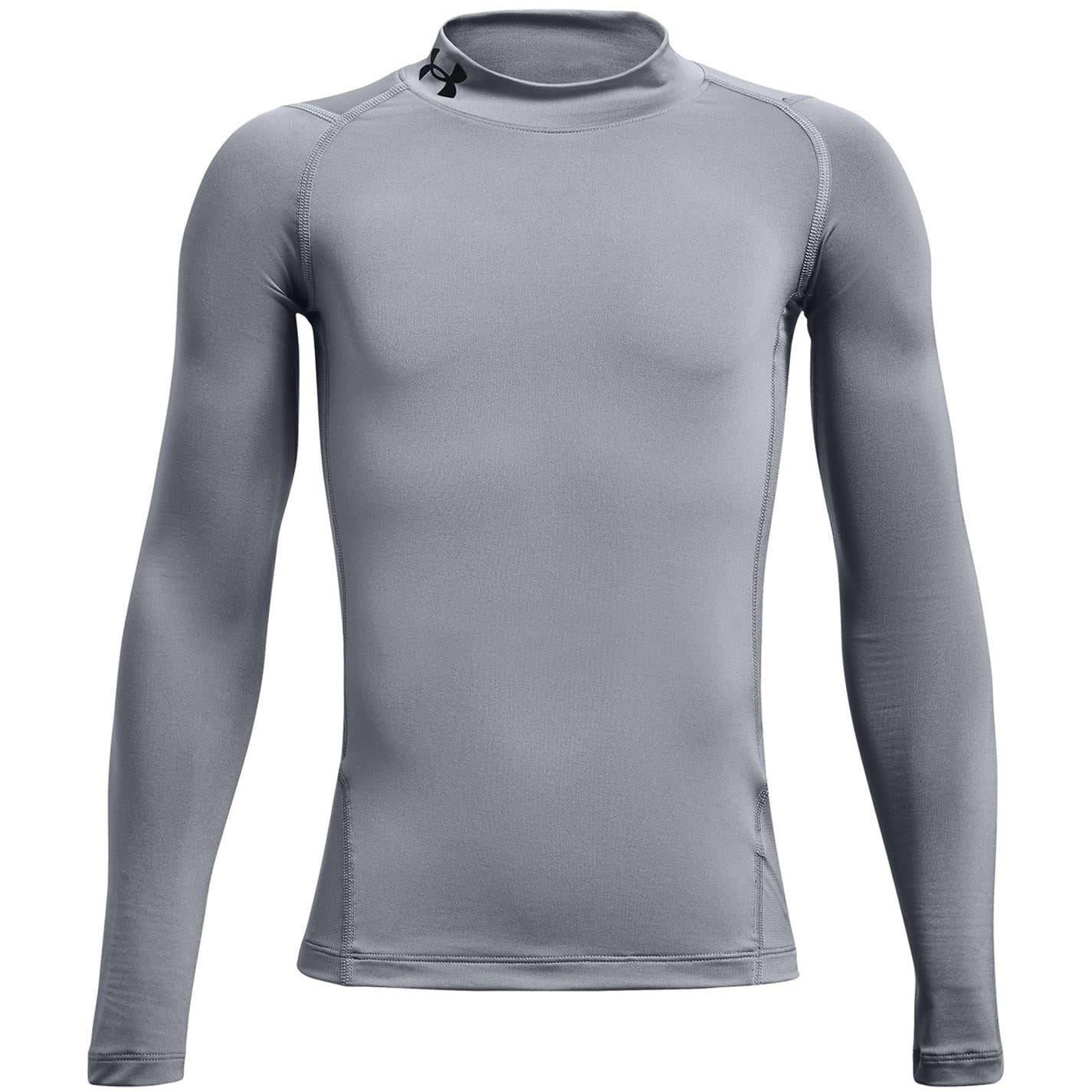 Grey - Front - Under Armour Childrens-Kids Compression Fitted Long-Sleeved Base Layer Top