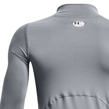 Grey - Side - Under Armour Childrens-Kids Compression Fitted Long-Sleeved Base Layer Top