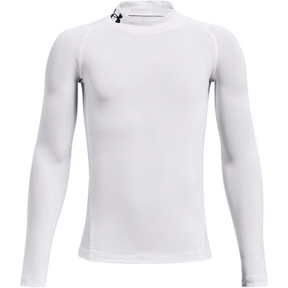 White - Front - Under Armour Childrens-Kids Compression Fitted Long-Sleeved Base Layer Top