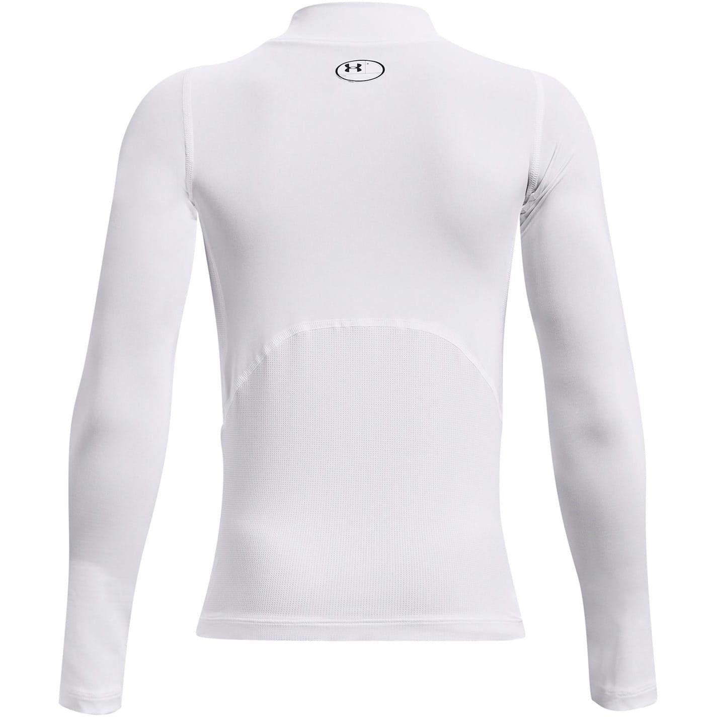 White - Back - Under Armour Childrens-Kids Compression Fitted Long-Sleeved Base Layer Top