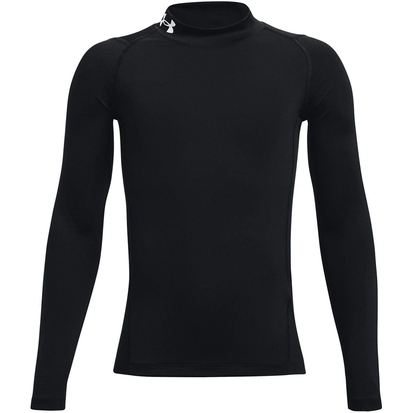 Black - Front - Under Armour Childrens-Kids Compression Fitted Long-Sleeved Base Layer Top