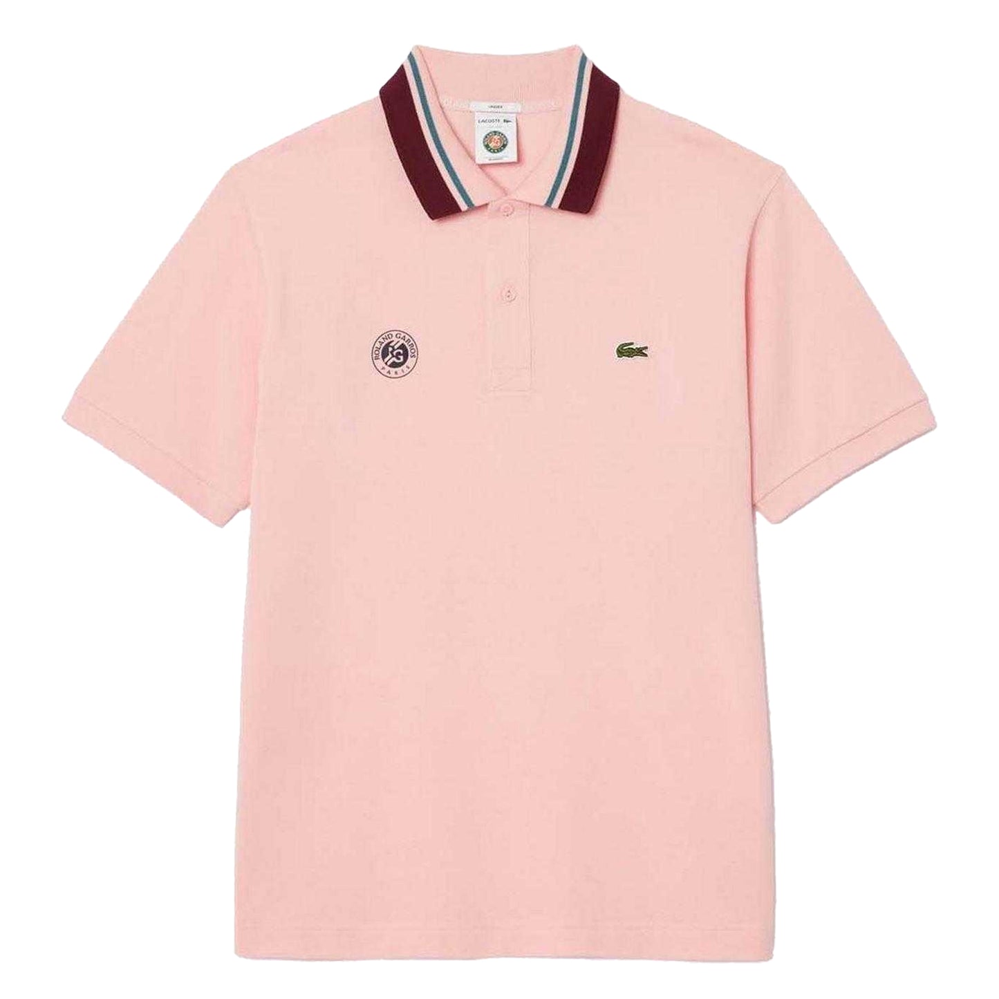 Pink - Front - Lacoste Mens Roland Garros Side Slits Relaxed Fit Short-Sleeved Polo Shirt