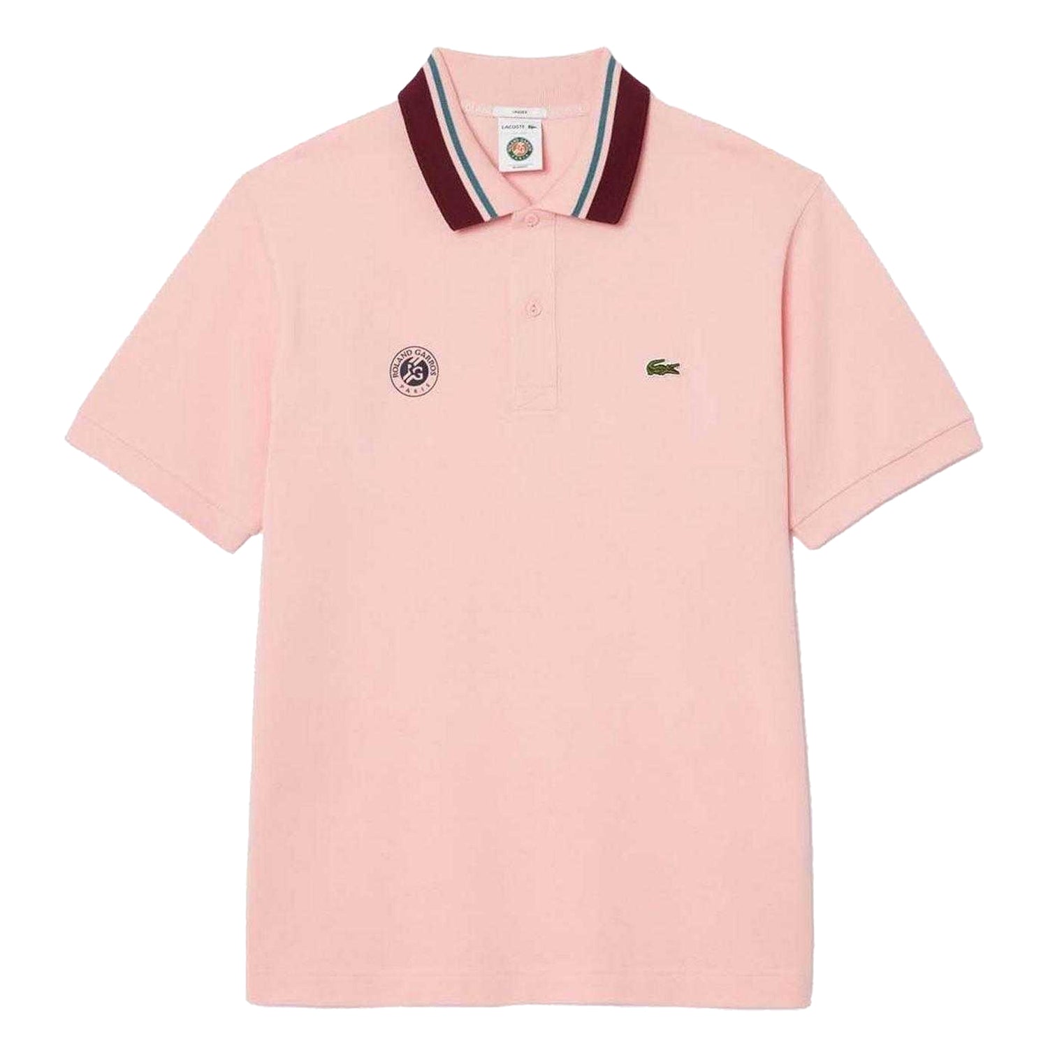 Pink - Front - Lacoste Mens Roland Garros Side Slits Relaxed Fit Short-Sleeved Polo Shirt