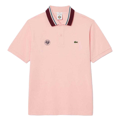 Pink - Front - Lacoste Mens Roland Garros Side Slits Relaxed Fit Short-Sleeved Polo Shirt