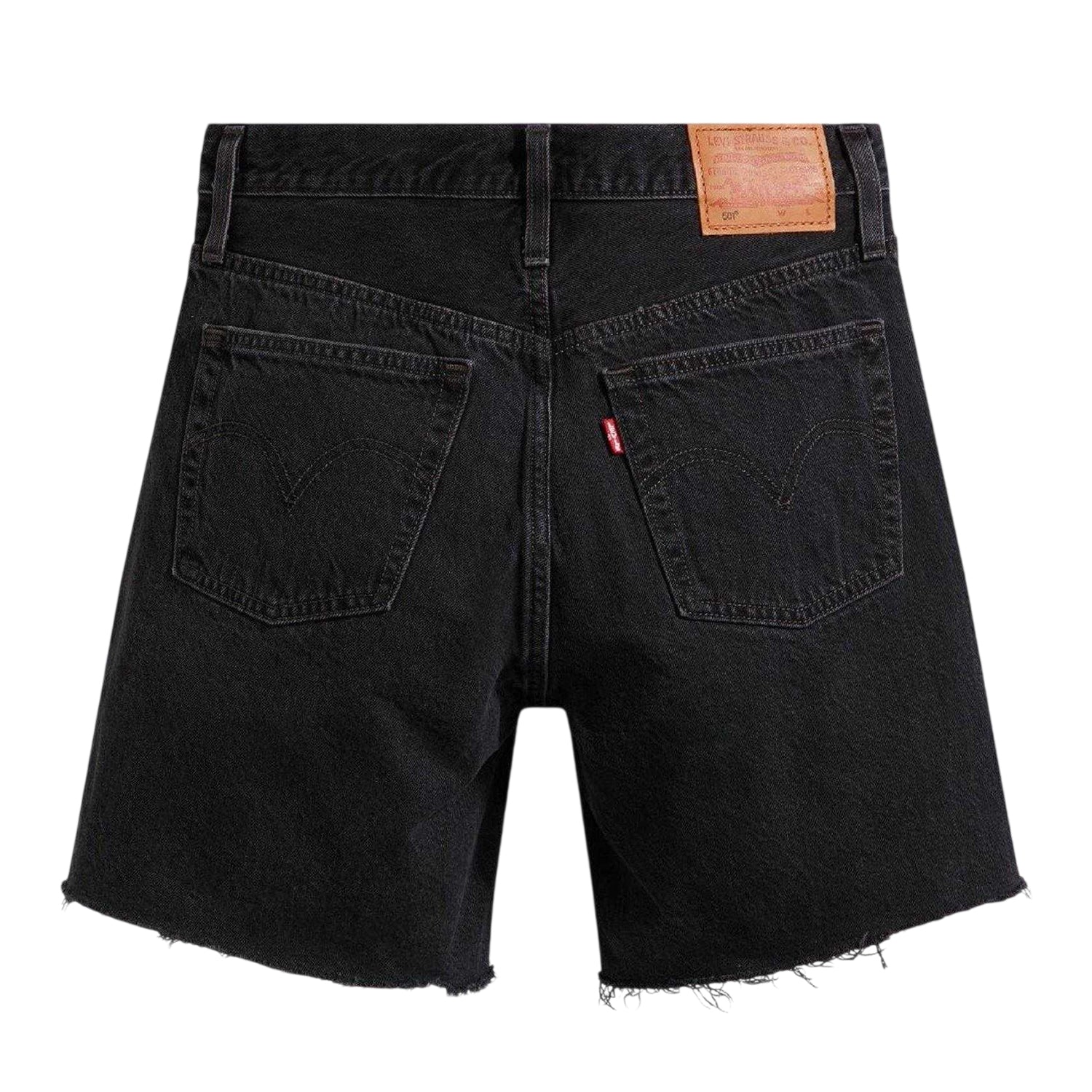 Black - Back - Levis Womens-Ladies 501 Mid Thigh Shorts